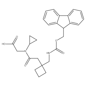 2-(N-cyclopropyl-2-{1-[({[(9H-fluoren-9-yl)methoxy]carbonyl}amino)methyl]cyclobutyl}acetamido)acetic acid结构式