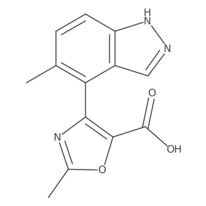 2-methyl-4-(5-methyl-1H-indazol-4-yl)-1,3-oxazole-5-carboxylic acid结构式