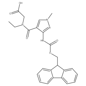 2-{N-ethyl-1-[3-({[(9H-fluoren-9-yl)methoxy]carbonyl}amino)-1-methyl-1H-pyrazol-4-yl]formamido}acetic acid结构式