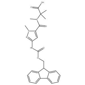 2-{1-[3-({[(9H-fluoren-9-yl)methoxy]carbonyl}amino)-1-methyl-1H-pyrazol-5-yl]-N-methylformamido}-2-methylpropanoic acid Structure
