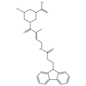 1-[4-({[(9H-fluoren-9-yl)methoxy]carbonyl}amino)-2-methylbut-2-enoyl]-5-hydroxypiperidine-3-carboxylic acid Structure
