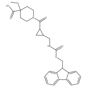 rac-1-[(1R,2S)-2-[({[(9H-fluoren-9-yl)methoxy]carbonyl}amino)methyl]cyclopropanecarbonyl]-4-methoxypiperidine-4-carboxylic acid Structure