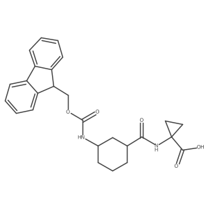 rac-1-[(1R,3R)-3-({[(9H-fluoren-9-yl)methoxy]carbonyl}amino)cyclohexaneamido]cyclopropane-1-carboxylic acid Structure