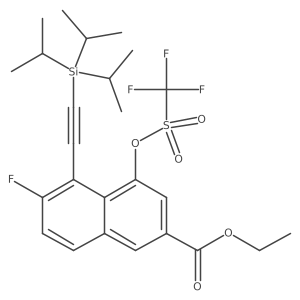 Ethyl 6-fluoro-4-(((trifluoromethyl)sulfonyl)oxy)-5-((triisopropylsilyl)ethynyl)-2-naphthoate Structure