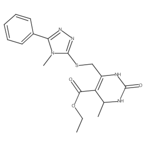 ethyl 4-methyl-6-{[(4-methyl-5-phenyl-4H-1,2,4-triazol-3-yl)sulfanyl]methyl}-2-oxo-1,2,3,4-tetrahydropyrimidine-5-carboxylate结构式