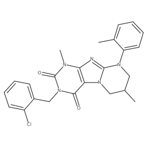3-(2-chlorobenzyl)-1,7-dimethyl-9-(o-tolyl)-6,7,8,9-tetrahydropyrimido[2,1-f]purine-2,4(1H,3H)-dione Structure