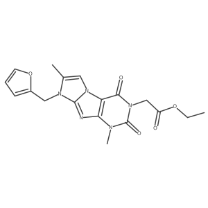 Ethyl 2-[8-(2-furylmethyl)-1,7-dimethyl-2,4-dioxo-1,3,5-trihydro-4-imidazolino [1,2-h]purin-3-yl]acetate Structure
