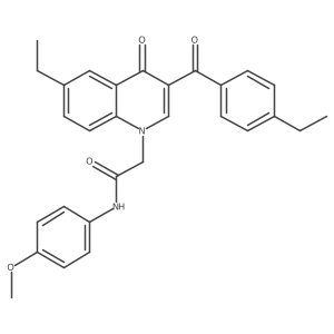2-(6-ethyl-3-(4-ethylbenzoyl)-4-oxoquinolin-1(4H)-yl)-N-(4-methoxyphenyl)acetamide结构式