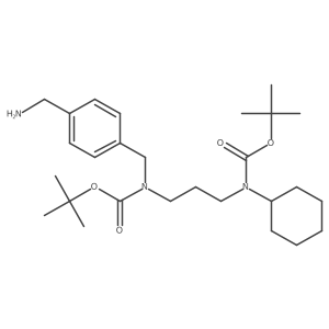 Tert-butyl (4-(aminomethyl)benzyl)(3-((tert-butoxycarbonyl)(cyclohexyl)amino)propyl)carbamate结构式