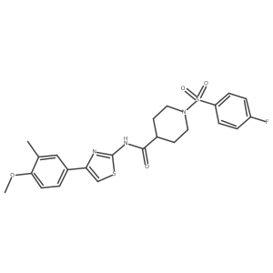 1-(4-fluorobenzenesulfonyl)-N-[4-(4-methoxy-3-methylphenyl)-1,3-thiazol-2-yl]piperidine-4-carboxamide结构式