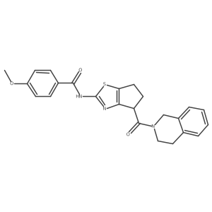 4-methoxy-N-(4-(1,2,3,4-tetrahydroisoquinoline-2-carbonyl)-5,6-dihydro-4H-cyclopenta[d]thiazol-2-yl)benzamide结构式