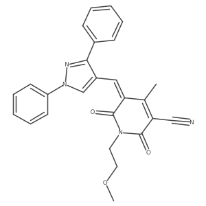 5-[(1,3-diphenyl-1H-pyrazol-4-yl)methylidene]-1-(2-methoxyethyl)-4-methyl-2,6-dioxo-1,2,5,6-tetrahydropyridine-3-carbonitrile Structure