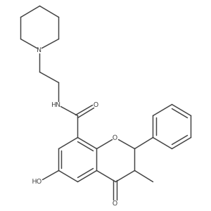 2h-1-Benzopyran-8-carboxamide,3,4-dihydro-6-hydroxy-3-methyl-4-oxo-2-phenyl-n-[2-(1-piperidinyl)ethyl]- Structure