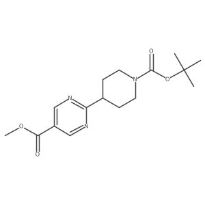 Methyl 2-(1-(tert-butoxycarbonyl)piperidin-4-yl)pyrimidine-5-carboxylate结构式