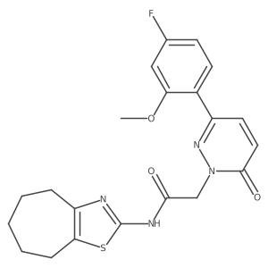 2-[3-(4-fluoro-2-methoxyphenyl)-6-oxopyridazin-1(6H)-yl]-N-[(2Z)-3,4,5,6,7,8-hexahydro-2H-cyclohepta[d][1,3]thiazol-2-ylidene]acetamide结构式