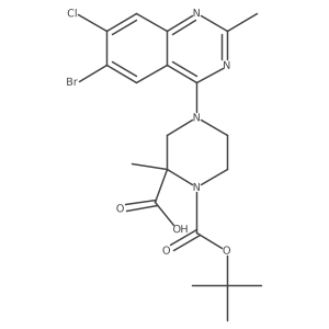 1-(Tert-butoxycarbonyl)-4-(6-bromo-7-chloro-2-methylquinazolin-4-yl)-2-methylpiperazine-2-carboxylic acid Structure
