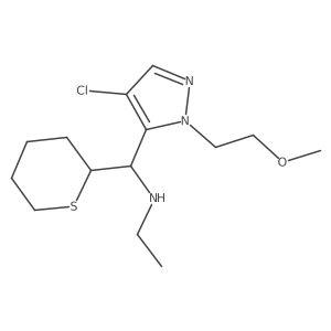 1H-Pyrazole-5-methanamine, 4-chloro-N-ethyl-1-(2-methoxyethyl)-I+/--(tetrahydro-2H-thiopyran-2-yl)-结构式