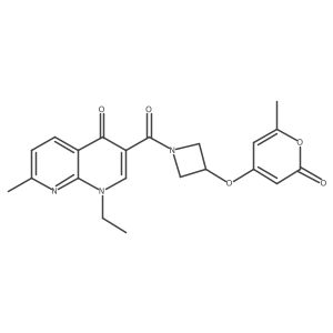 1-ethyl-7-methyl-3-(3-((6-methyl-2-oxo-2H-pyran-4-yl)oxy)azetidine-1-carbonyl)-1,8-naphthyridin-4(1H)-one Structure
