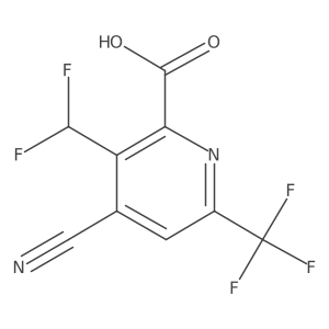 4-Cyano-3-(difluoromethyl)-6-(trifluoromethyl)pyridine-2-carboxylic acid Structure