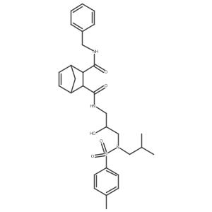(1R,2R,3R,4S)-N2-[2-Hydroxy-3-[[(4-methylphenyl)sulfonyl](2-methylpropyl)amino]propyl]-N3-(phenylmethyl)bicyclo[2.2.1]hept-5-ene-2,3-dicarboxamide结构式