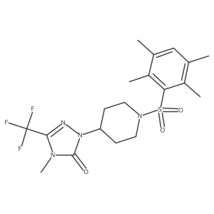 4-methyl-1-(1-((2,3,5,6-tetramethylphenyl)sulfonyl)piperidin-4-yl)-3-(trifluoromethyl)-1H-1,2,4-triazol-5(4H)-one结构式