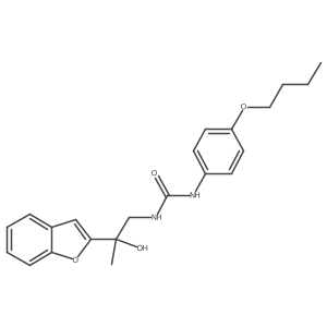 1-(2-(Benzofuran-2-yl)-2-hydroxypropyl)-3-(4-butoxyphenyl)urea结构式