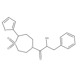 1-(1,1-Dioxido-7-(thiophen-2-yl)-1,4-thiazepan-4-yl)-2-hydroxy-3-phenylpropan-1-one Structure