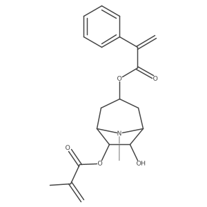 Benzeneacetic acid, I+/--methylene-, (1R,3S,5S,6S,7R)-6-hydroxy-8-methyl-7-[(2-methyl-1-oxo-2-propen-1-yl)oxy]-8-azabicyclo[3.2.1]oct-3-yl ester, rel-结构式