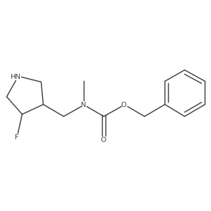 rel-Benzyl (((3R,4S)-4-fluoropyrrolidin-3-yl)methyl)(methyl)carbamate结构式