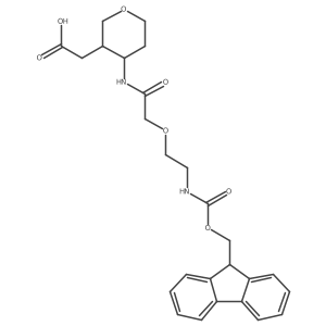2-(4-{2-[2-({[(9H-fluoren-9-yl)methoxy]carbonyl}amino)ethoxy]acetamido}oxan-3-yl)acetic acid结构式