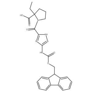 2-ethyl-1-[5-({[(9H-fluoren-9-yl)methoxy]carbonyl}amino)-1H-1,2,4-triazole-3-carbonyl]pyrrolidine-2-carboxylic acid结构式
