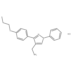 1-{1-phenyl-3-[4-(propylsulfanyl)phenyl]-1H-pyrazol-4-yl}methanamine hydrochloride Structure