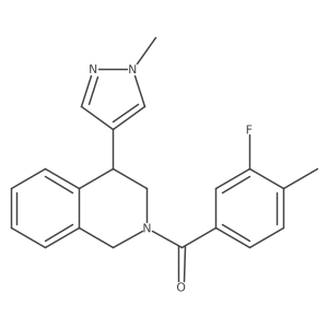 (3-fluoro-4-methylphenyl)(4-(1-methyl-1H-pyrazol-4-yl)-3,4-dihydroisoquinolin-2(1H)-yl)methanone结构式