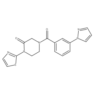 4-(3-(1H-pyrazol-1-yl)benzoyl)-1-(thiazol-2-yl)piperazin-2-one结构式