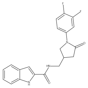 N-{[1-(3,4-difluorophenyl)-5-oxopyrrolidin-3-yl]methyl}-1H-indole-2-carboxamide结构式