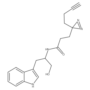3-[3-(but-3-yn-1-yl)-3H-diazirin-3-yl]-N-[(2R)-1-hydroxy-3-(1H-indol-3-yl)propan-2-yl]propanamide结构式
