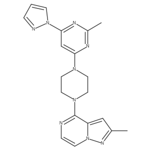 2-methyl-4-(4-{2-methylpyrazolo[1,5-a]pyrazin-4-yl}piperazin-1-yl)-6-(1H-pyrazol-1-yl)pyrimidine Structure