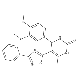 4-(3,4-dimethoxyphenyl)-6-methyl-5-(3-phenyl-1,2,4-oxadiazol-5-yl)-3,4-dihydropyrimidine-2(1H)-thione Structure