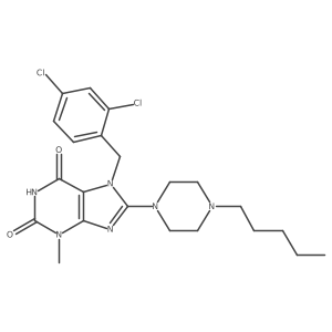 7-[(2,4-Dichlorophenyl)methyl]-3-methyl-8-(4-pentylpiperazinyl)-1,3,7-trihydro purine-2,6-dione结构式