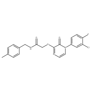 2-((4-(3-chloro-4-fluorophenyl)-3-oxo-3,4-dihydropyrazin-2-yl)thio)-N-(4-methylbenzyl)acetamide Structure