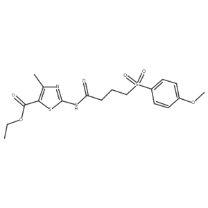 Ethyl 2-(4-((4-methoxyphenyl)sulfonyl)butanamido)-4-methylthiazole-5-carboxylate结构式