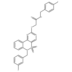 N-[(4-fluorophenyl)methyl]-2-({9-[(3-fluorophenyl)methyl]-8,8-dioxo-8lambda6-thia-3,5,9-triazatricyclo[8.4.0.0^{2,7}]tetradeca-1(14),2(7),3,5,10,12-hexaen-4-yl}sulfanyl)acetamide Structure