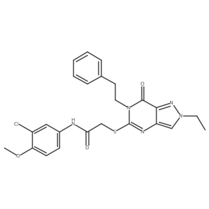 N-(3-chloro-4-methoxyphenyl)-2-{[2-ethyl-7-oxo-6-(2-phenylethyl)-2H,6H,7H-pyrazolo[4,3-d]pyrimidin-5-yl]sulfanyl}acetamide结构式