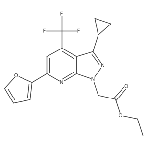 Ethyl 2-(3-cyclopropyl-6-(furan-2-yl)-4-(trifluoromethyl)-1H-pyrazolo[3,4-b]pyridin-1-yl)acetate Structure
