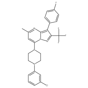 7-[4-(3-Chlorophenyl)piperazin-1-yl]-3-(4-fluorophenyl)-5-methyl-2-(trifluoromethyl)pyrazolo[1,5-a]pyrimidine Structure