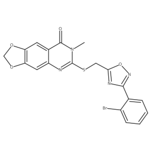 6-(((3-(2-bromophenyl)-1,2,4-oxadiazol-5-yl)methyl)thio)-7-methyl-[1,3]dioxolo[4,5-g]quinazolin-8(7H)-one结构式