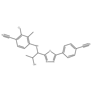 2-chloro-4-((1R,2R)-1-(5-(4-cyanophenyl)-1,3,4-oxadiazol-2-yl)-2-hydroxypropylamino)-3-methylbenzonitrile结构式