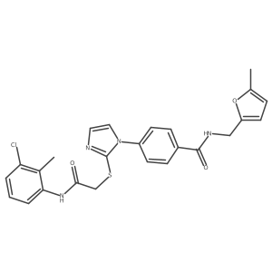 4-(2-((2-((3-chloro-2-methylphenyl)amino)-2-oxoethyl)thio)-1H-imidazol-1-yl)-N-((5-methylfuran-2-yl)methyl)benzamide结构式
