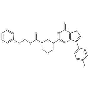 1-(4-oxo-7-(p-tolyl)-3,4-dihydrothieno[3,2-d]pyrimidin-2-yl)-N-(2-(pyridin-2-yl)ethyl)piperidine-3-carboxamide结构式
