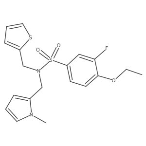 4-ethoxy-3-fluoro-N-((1-methyl-1H-pyrrol-2-yl)methyl)-N-(thiophen-2-ylmethyl)benzenesulfonamide结构式